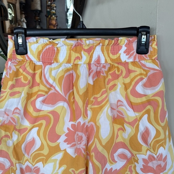 BP Nordstrom Smocked Waist Retro Hippie Shorts Yellow Pink Floral Lined Boho - Picture 8 of 14